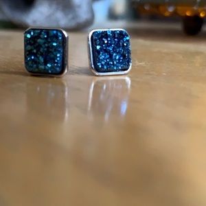 Brilliant blue sparkle druzy earrings